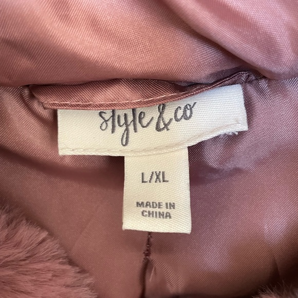 Style & Co. “Teddy” Hoodie Mauve Jacket Sz L/XL - Picture 3 of 8